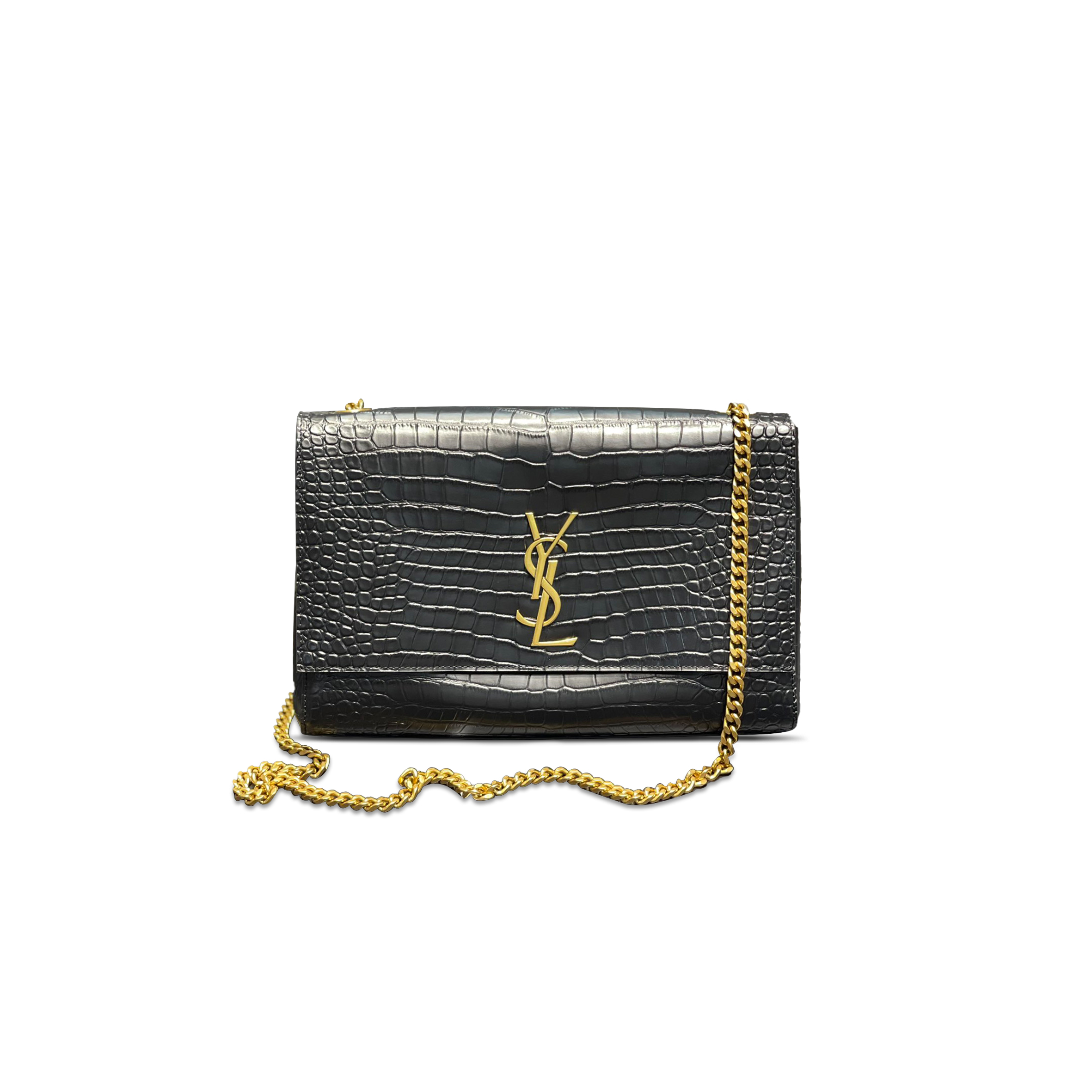 YSL CALYPSO REVERSIBLE KATE SMALL IN CROCODILE-EMBOSSED LEATHER 469390 (20*12.5*5cm)